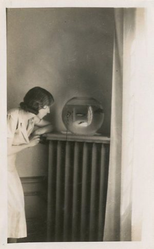 Anonyme pictorialisme, jeune femme et aquarium c.1930